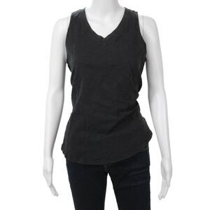 Leallo Womens Jersey V-Neck Black Sleeveless Tank Cotton Size M